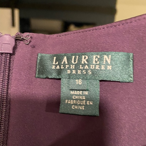 Lauren by Ralph Lauren sateen cocktail dress deep purple eggplant sz 16 body con - Picture 6 of 6